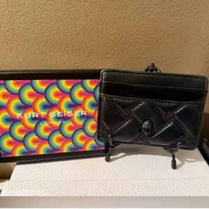 Kurt Geiger Black Quilted Leather Card Case